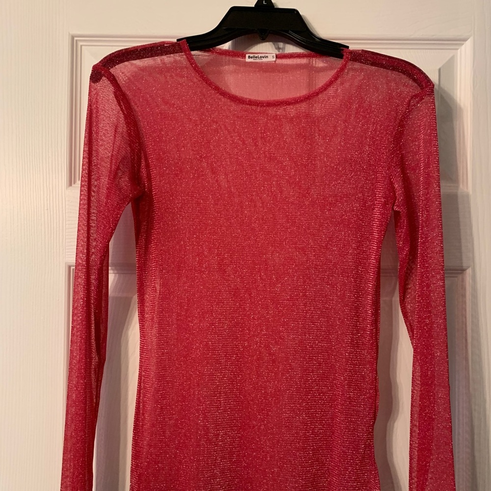 Pink womens sheer top